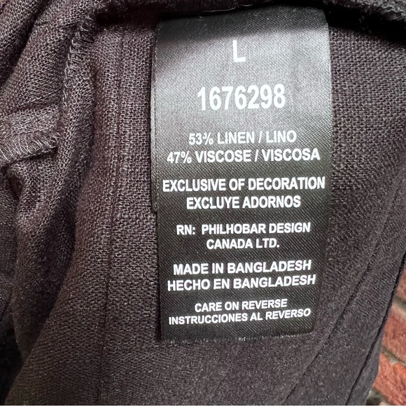 NWT Nicole Miller Black V-Neck Short Flutter Sleeve Linen Blend Dress Sz L - Picture 9 of 10